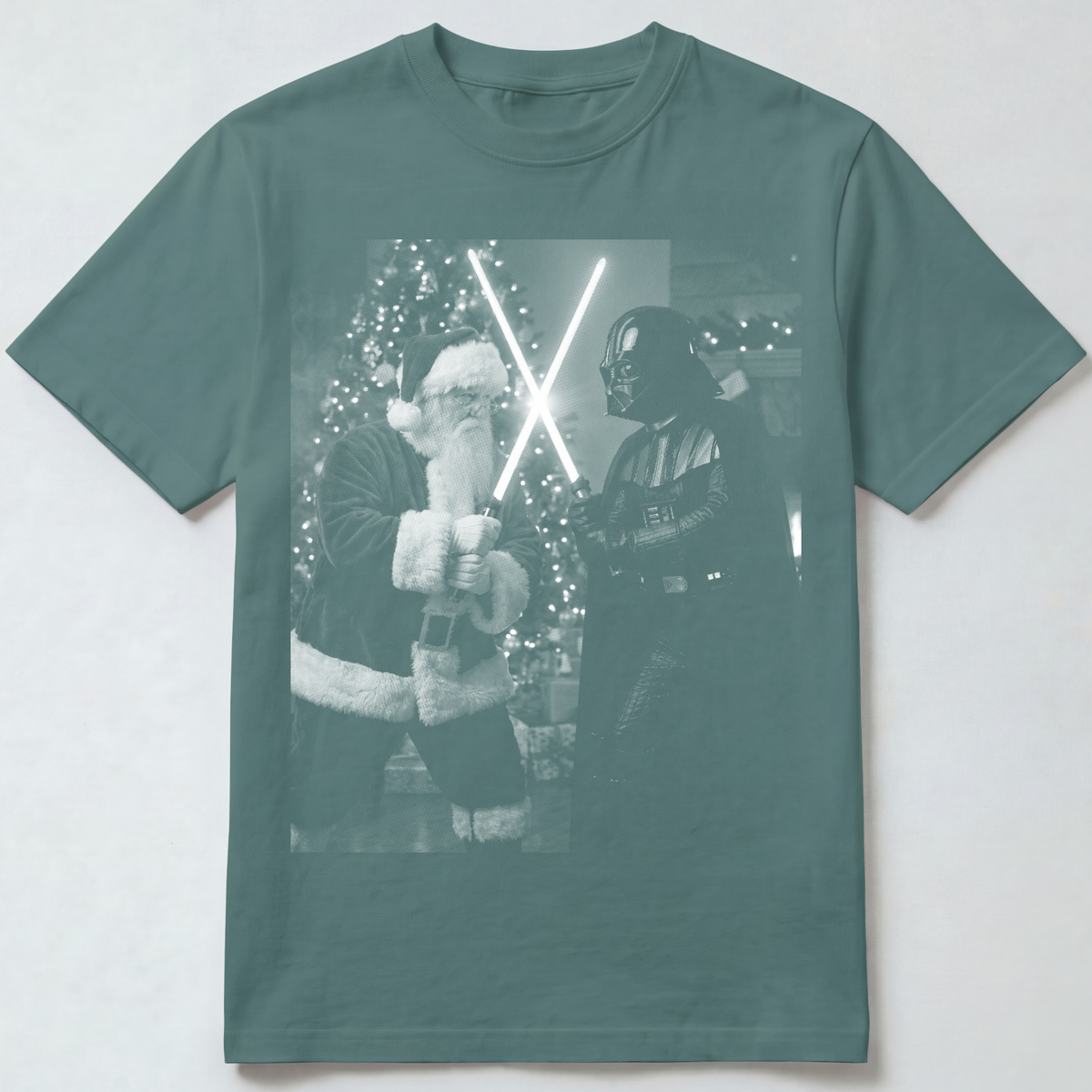 Santa vs Vader Lightsaber Fight T-Shirt