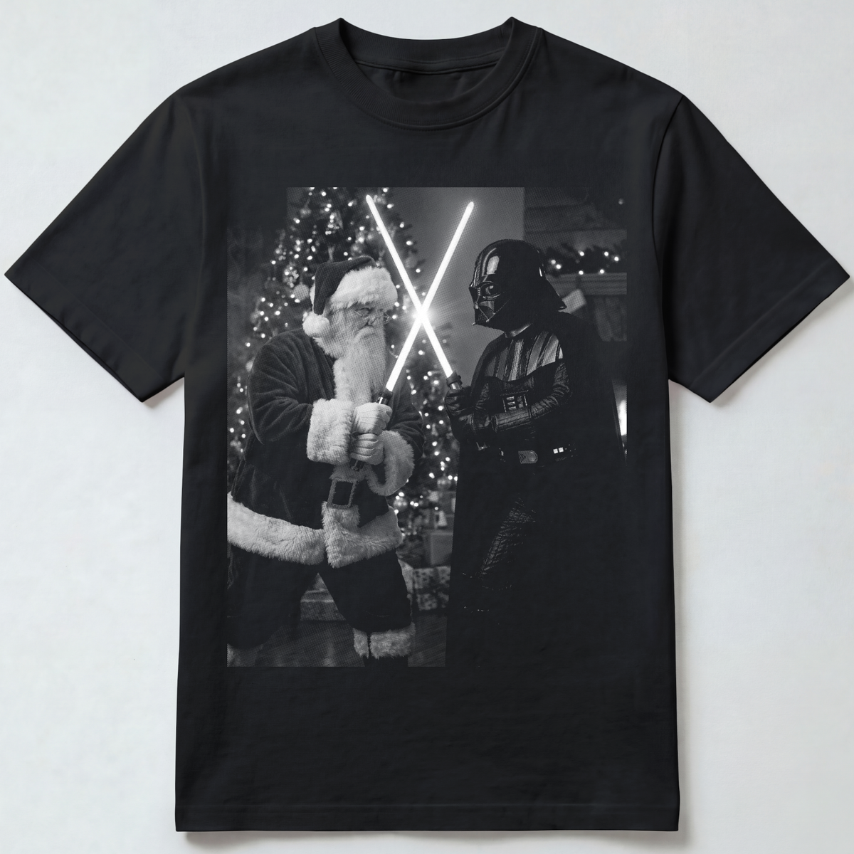Santa vs Vader Lightsaber Fight T-Shirt