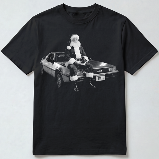 Santa Sitting on DeLorean T-Shirt