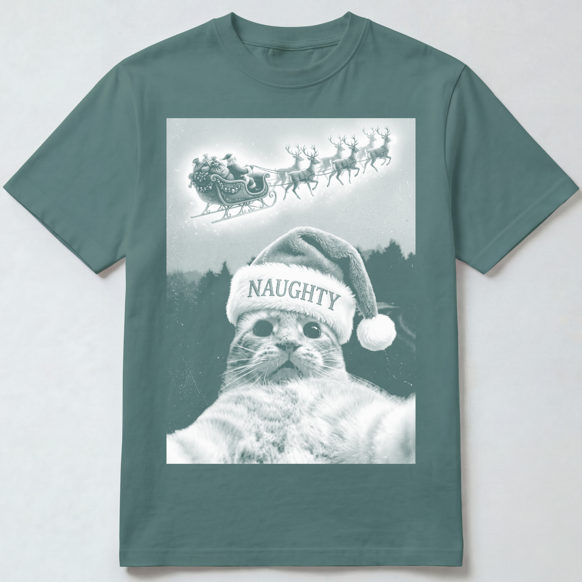 Naughty Cat Christmas Selfie T-Shirt