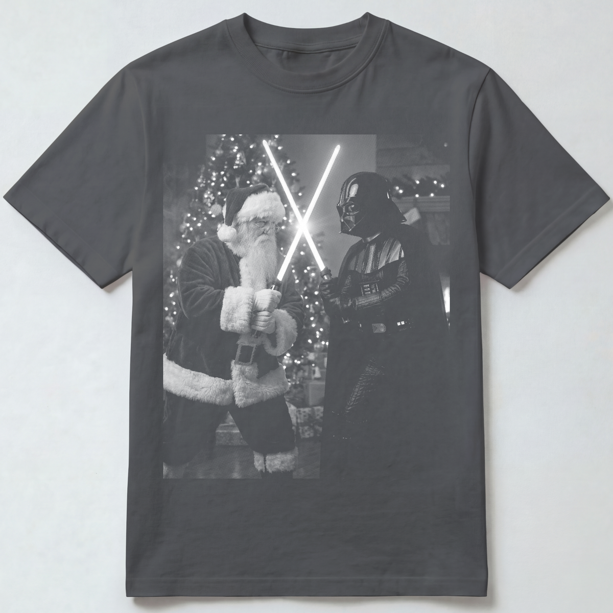 Santa vs Vader Lightsaber Fight T-Shirt