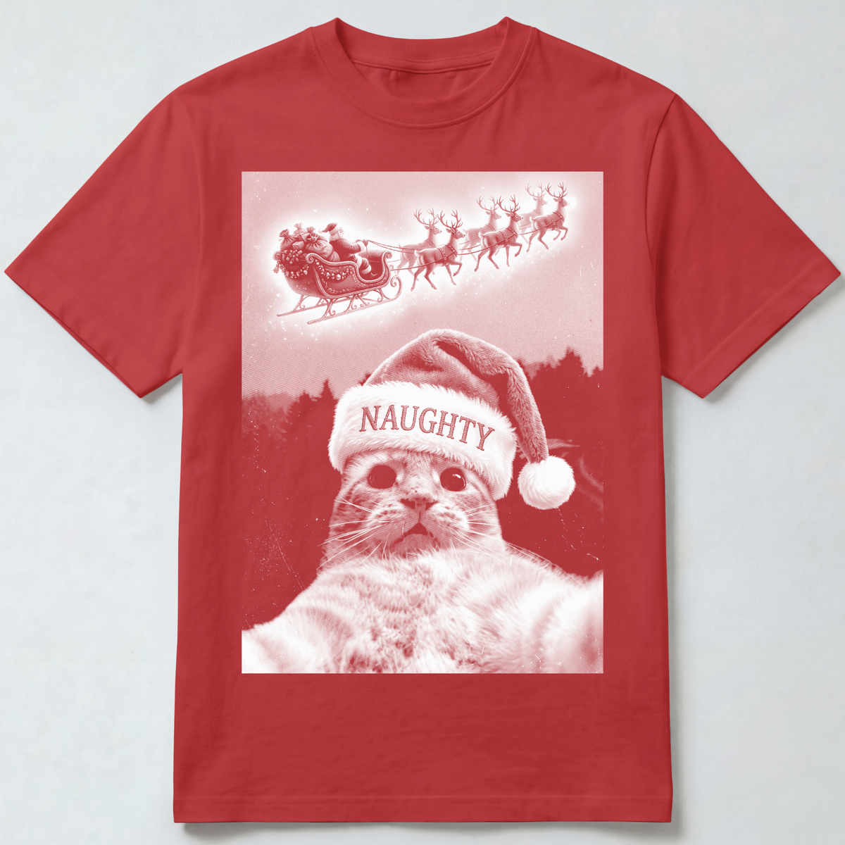 Naughty Cat Christmas Selfie T-Shirt