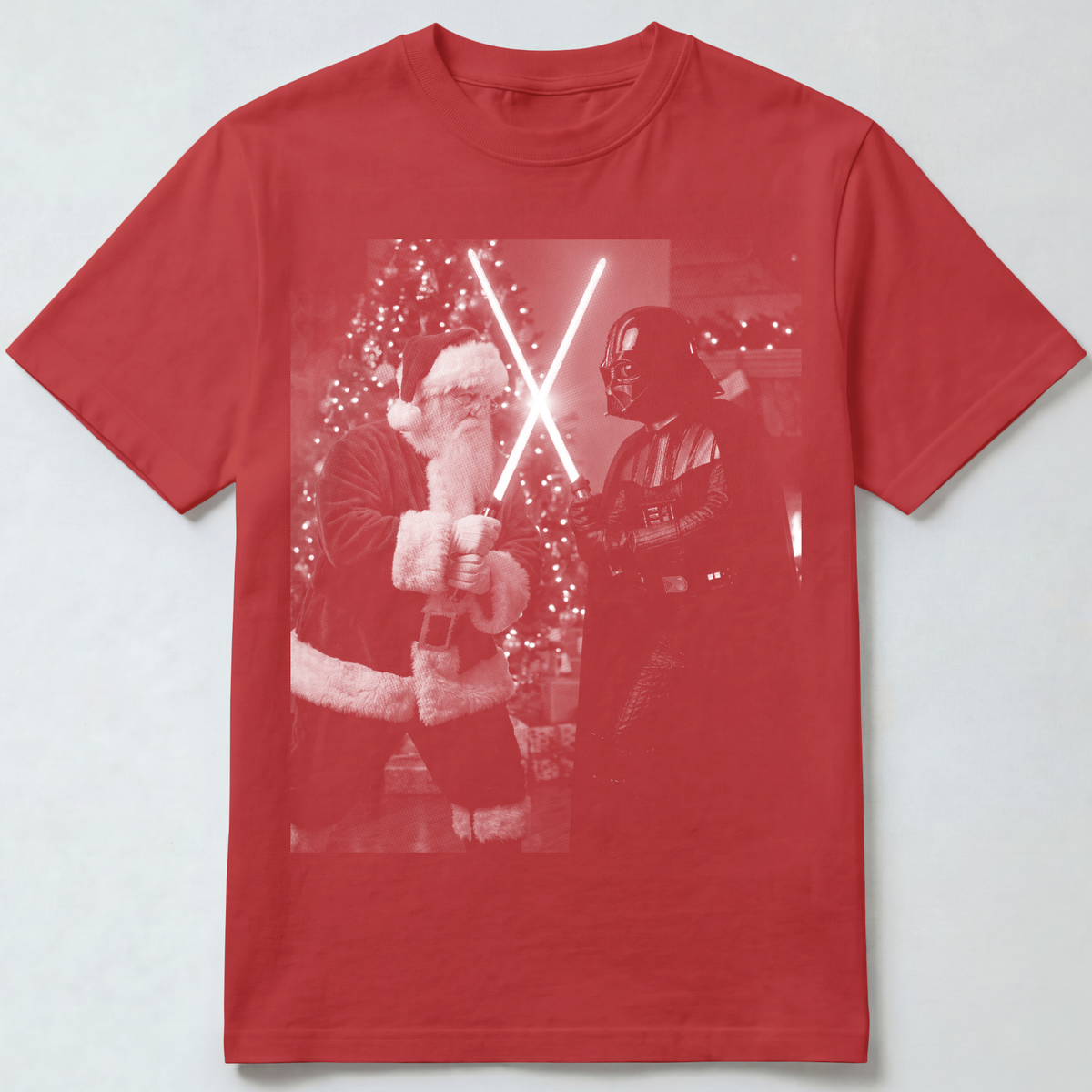 Santa vs Vader Lightsaber Fight T-Shirt